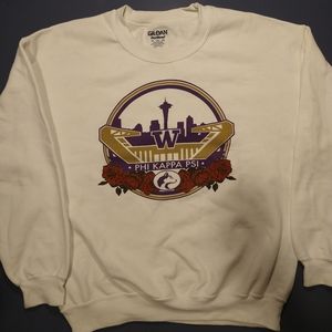 Washington huskies crewneck sweatshirt Gildan L white & measurements